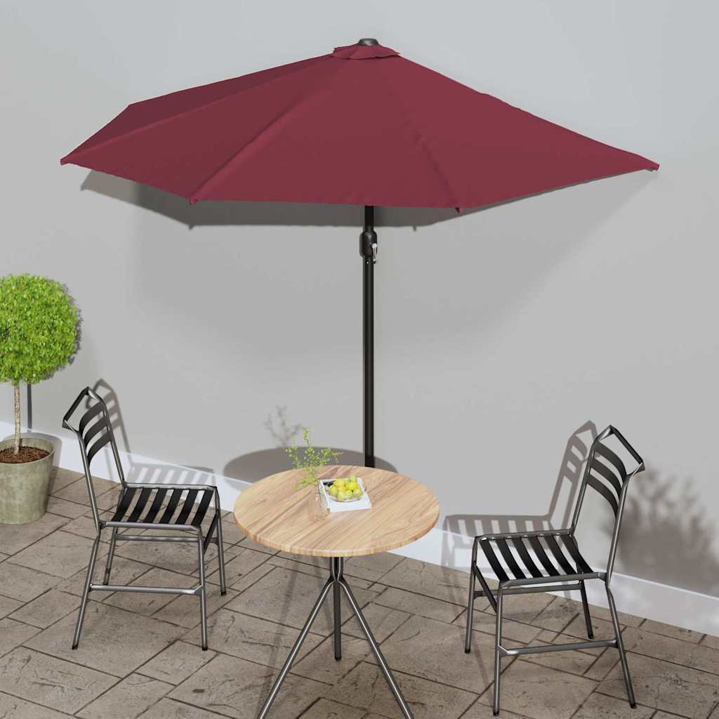 Vidaxl Balcony Parasol Polaire à moitié en aluminium 270x144x222 cm Bordeaux Red