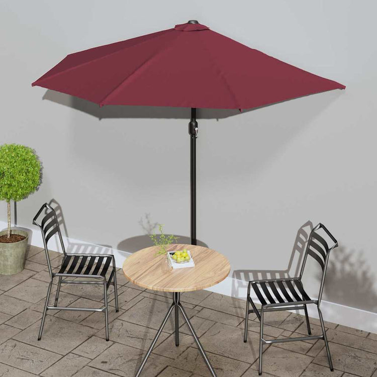 Vidaxl Balcony Parasol Polaire à moitié en aluminium 270x144x222 cm Bordeaux Red