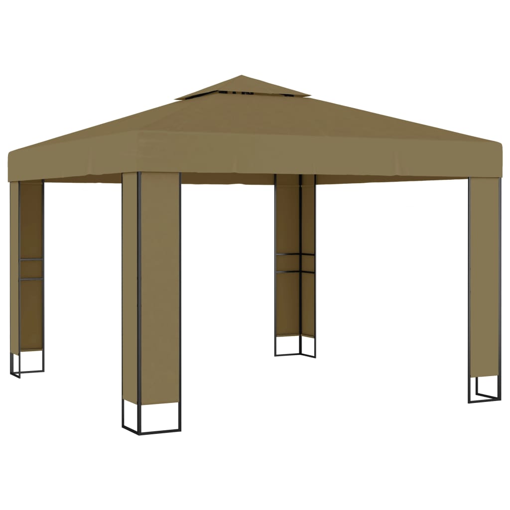 Tonnelle Vidaxx à double toit 180 g m² 3x3x2,7 m taupe