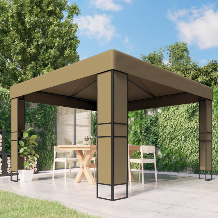 Tonnelle Vidaxx à double toit 180 g m² 3x3x2,7 m taupe