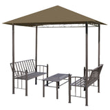 Vidaxl Garden Pavilion avec table et bancs 180 g m² 2,5x1,5x2,4 m taupe - afbeelding 2