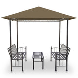 Vidaxl Garden Pavilion avec table et bancs 180 g m² 2,5x1,5x2,4 m taupe - afbeelding 3