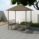 Vidaxl Garden Pavilion avec table et bancs 180 g m² 2,5x1,5x2,4 m taupe - afbeelding 1