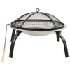 Vidaxl Fire Bowl et barbecue 2-en-1 avec poker 56x56x49 cm en acier inoxydable