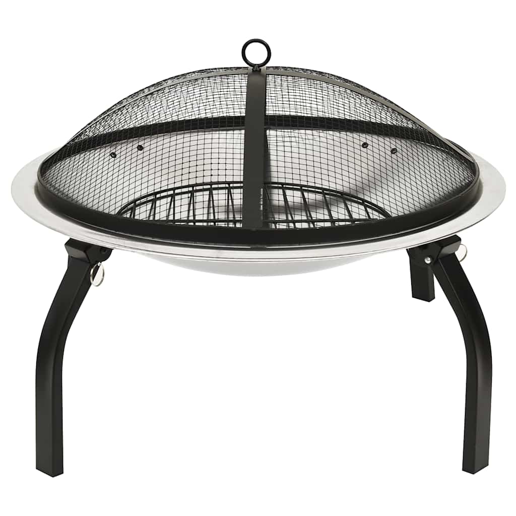 Vidaxl Fire Bowl et barbecue 2-en-1 avec poker 56x56x49 cm en acier inoxydable