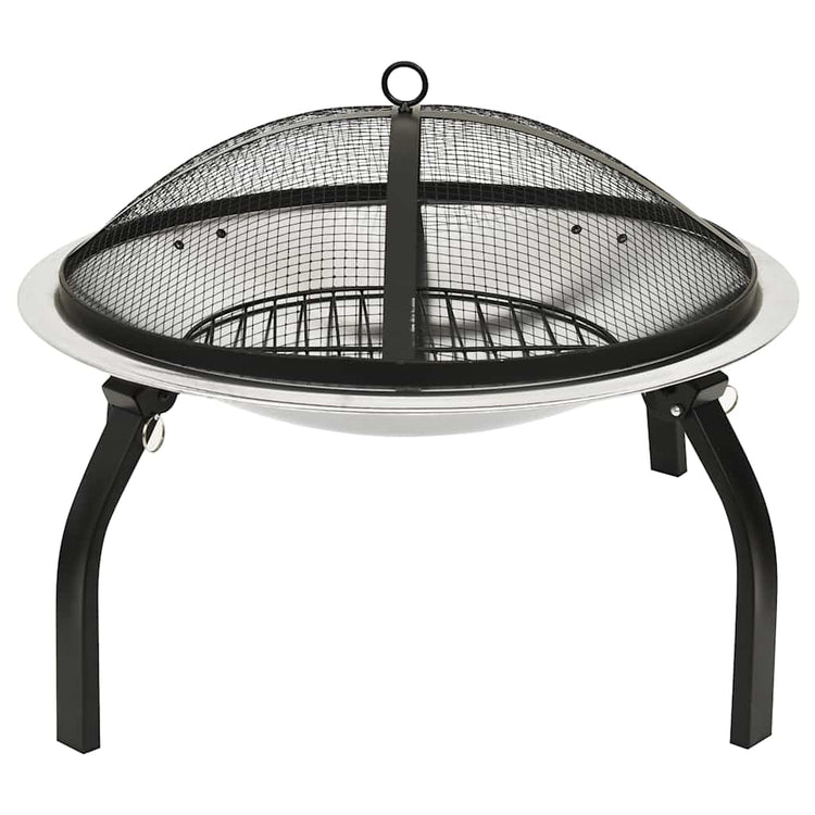 Vidaxl Fire Bowl et barbecue 2-en-1 avec poker 56x56x49 cm en acier inoxydable