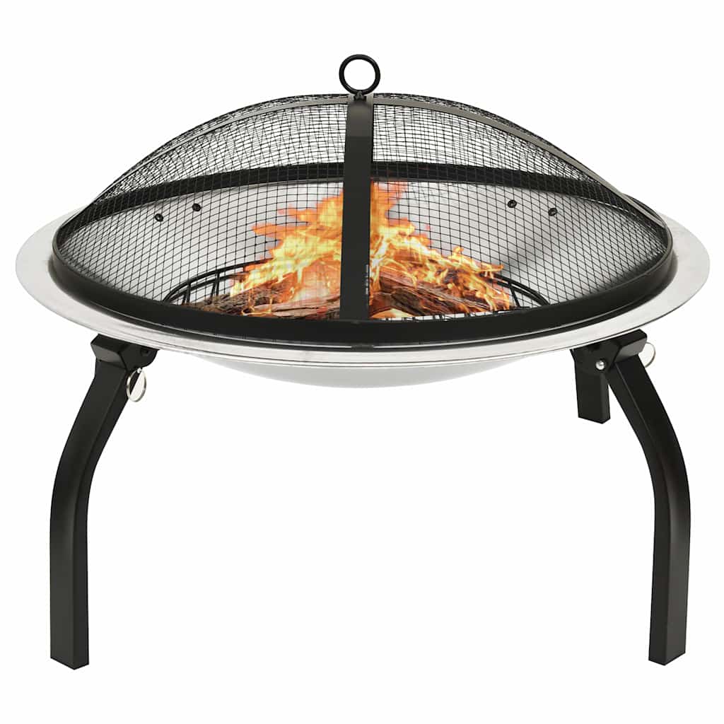 Vidaxl Fire Bowl et barbecue 2-en-1 avec poker 56x56x49 cm en acier inoxydable