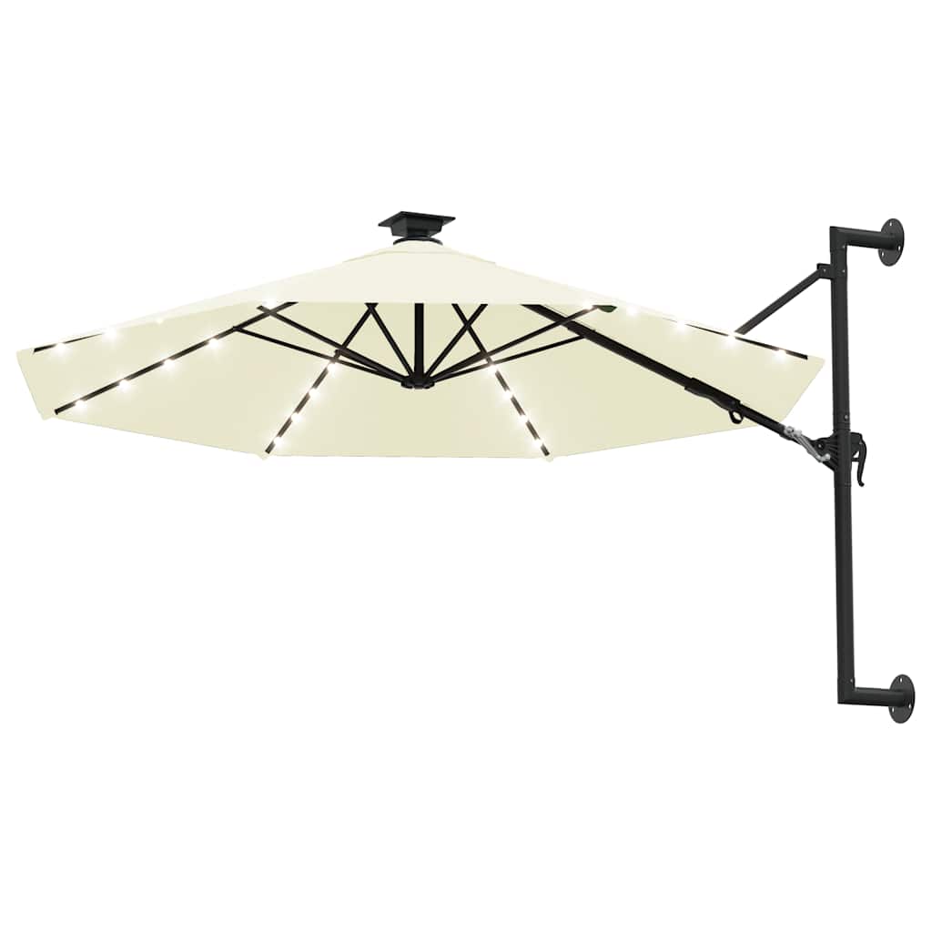 Parasol mural vidaxl avec LEDS 300 cm sable -colored