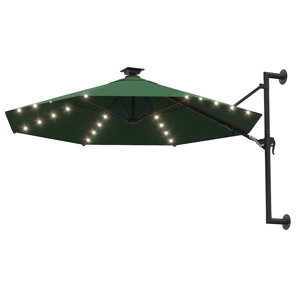 Parasol mural vidaxl avec LEDS 300 cm vert