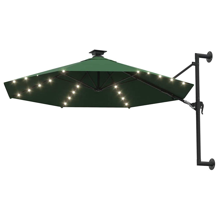 Parasol mural vidaxl avec LEDS 300 cm vert