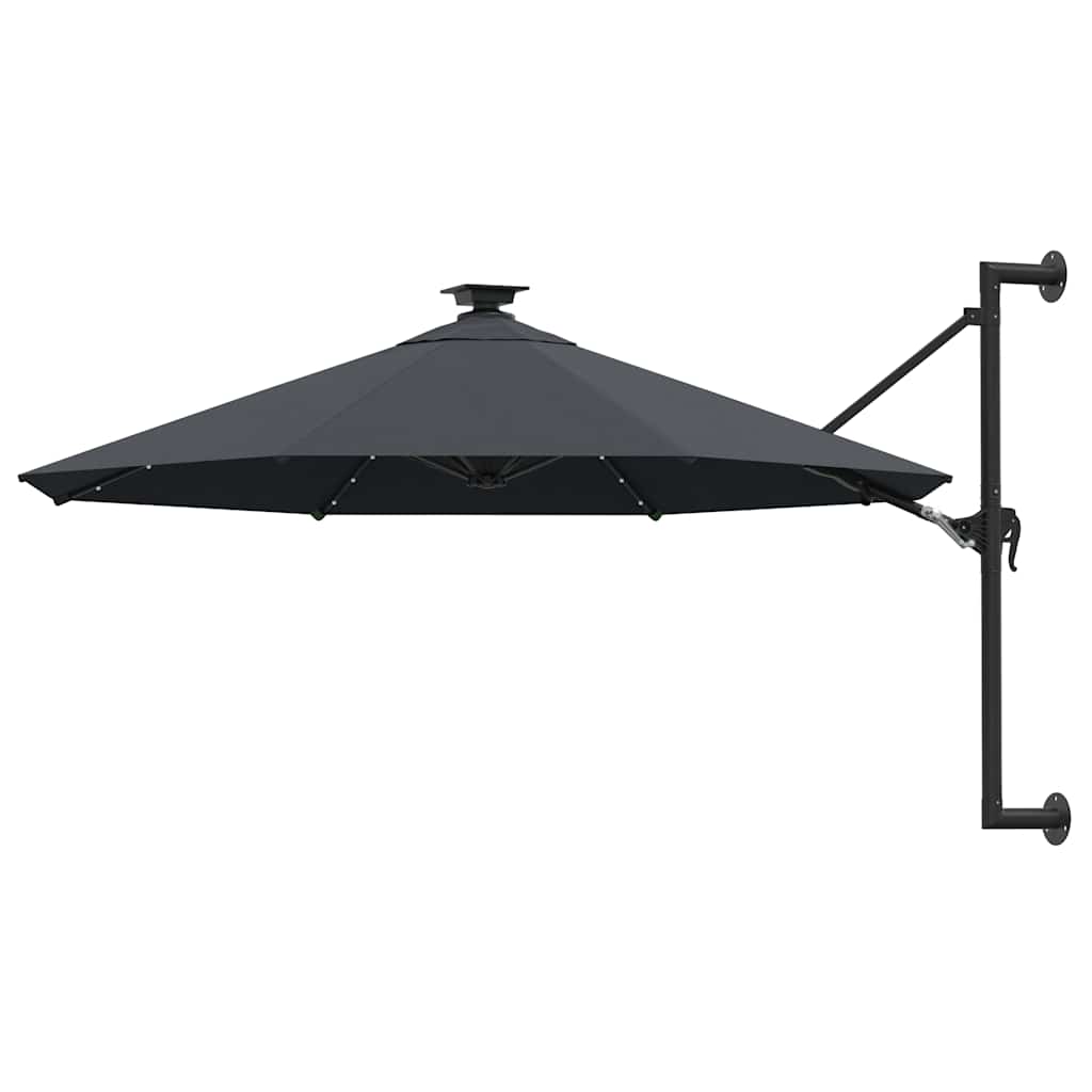 Parasol mural vidaxl avec LEDS 300 cm anthracite -colored