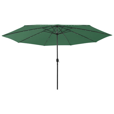 Parasol vidaxl avec éclairage LED et poteau métallique 400 cm vert