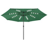 Parasol vidaxl avec éclairage LED et poteau métallique 400 cm vert