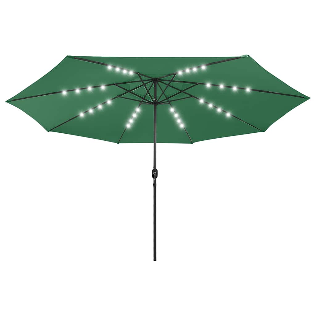 Parasol vidaxl avec éclairage LED et poteau métallique 400 cm vert