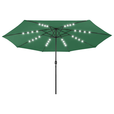 Parasol vidaxl avec éclairage LED et poteau métallique 400 cm vert