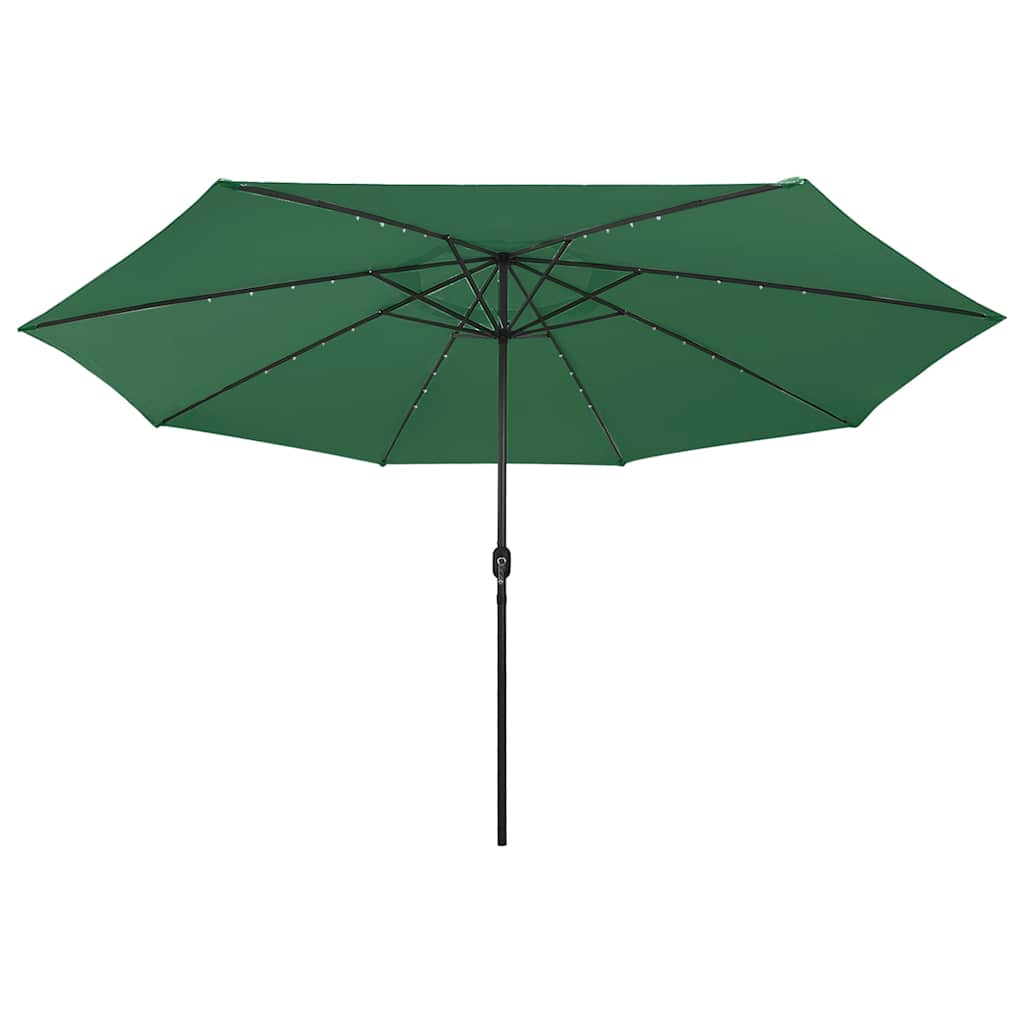 Parasol vidaxl avec éclairage LED et poteau métallique 400 cm vert