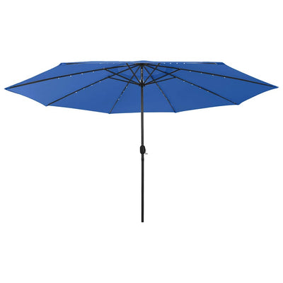 Parasol vidaxl avec éclairage LED et poteau métallique 400 cm bleu azure