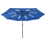 Parasol vidaxl avec éclairage LED et poteau métallique 400 cm bleu azure - afbeelding 2