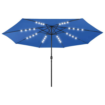 Parasol vidaxl avec éclairage LED et poteau métallique 400 cm bleu azure
