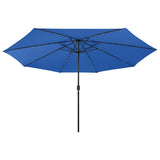 Parasol vidaxl avec éclairage LED et poteau métallique 400 cm bleu azure - afbeelding 3