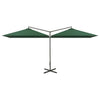 Vidaxl parasol double avec poteau en acier 600x300 cm vert