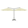 Vidaxl parasol double avec poteau en acier 600x300 cm sable -colored