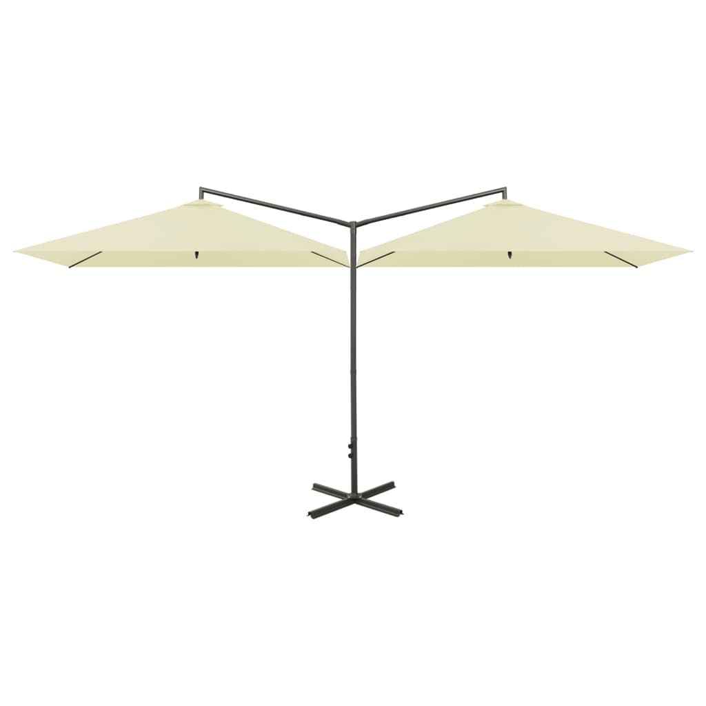 Vidaxl parasol double avec poteau en acier 600x300 cm sable -colored