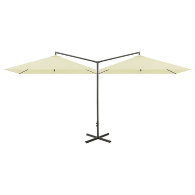 Vidaxl parasol double avec poteau en acier 600x300 cm sable -colored