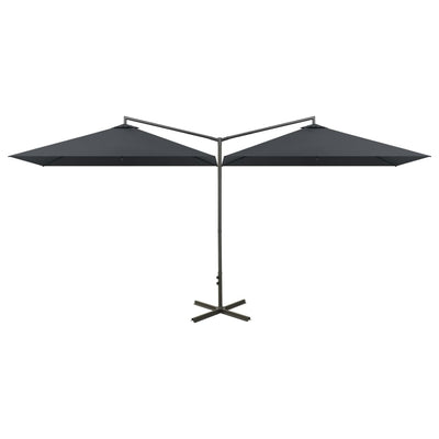 Vidaxl parasol double avec poteau en acier 600x300 cm anthracite -colored