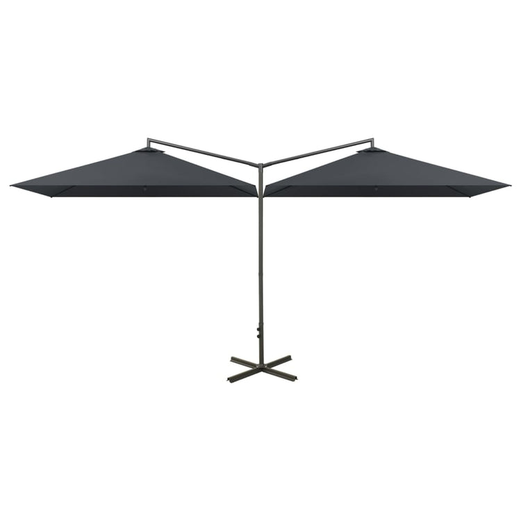 Vidaxl parasol double avec poteau en acier 600x300 cm anthracite -colored
