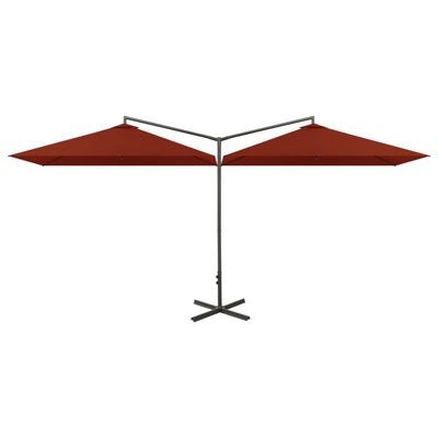 Vidaxl parasol double avec poteau en acier 600x300 cm en terre cuite -colored