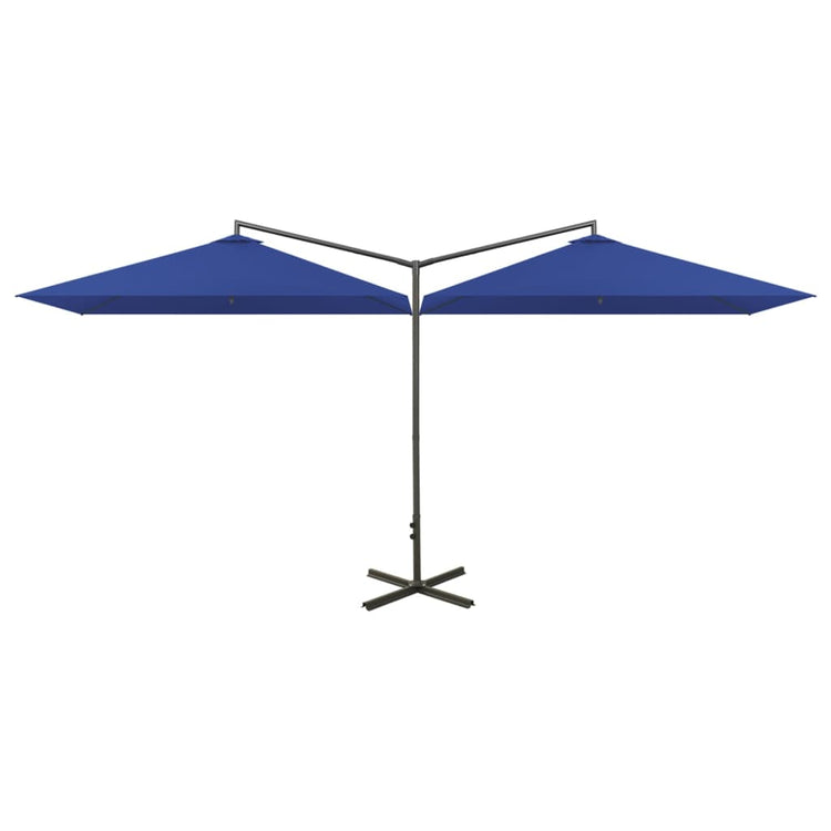 Vidaxl parasol double avec poteau en acier 600x300 cm bleu azure