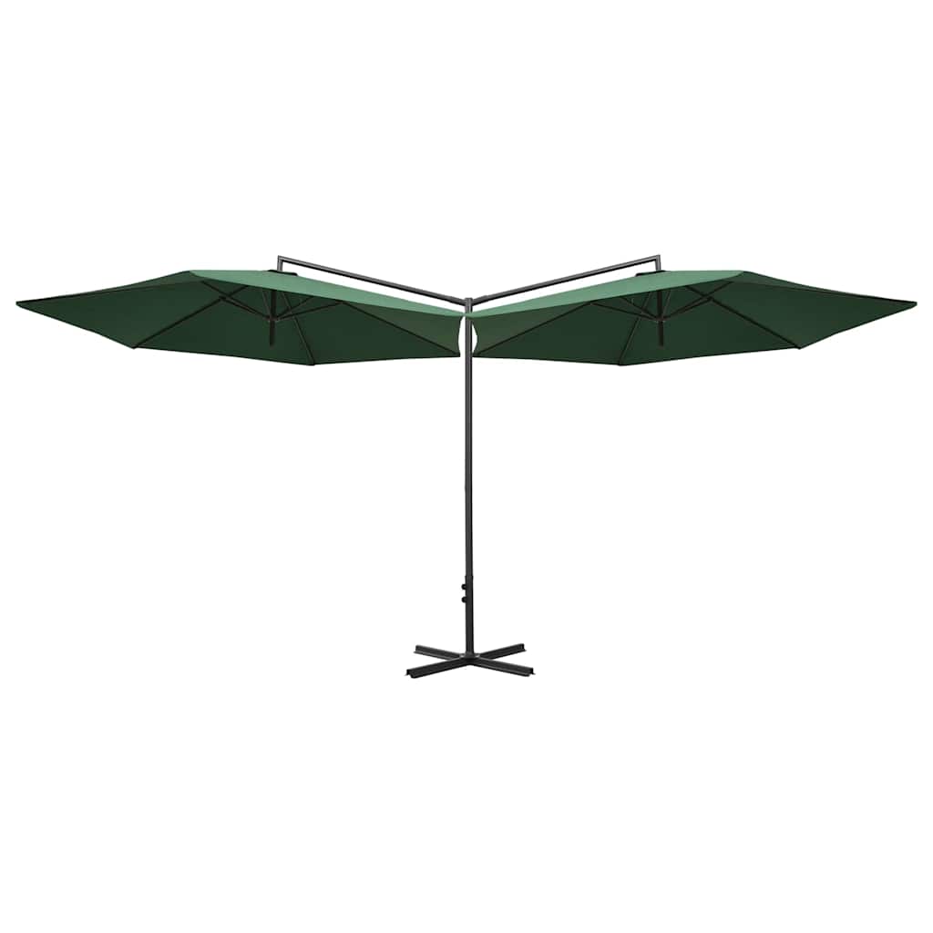 Vidaxl parasol double avec poteau en acier 600 cm vert