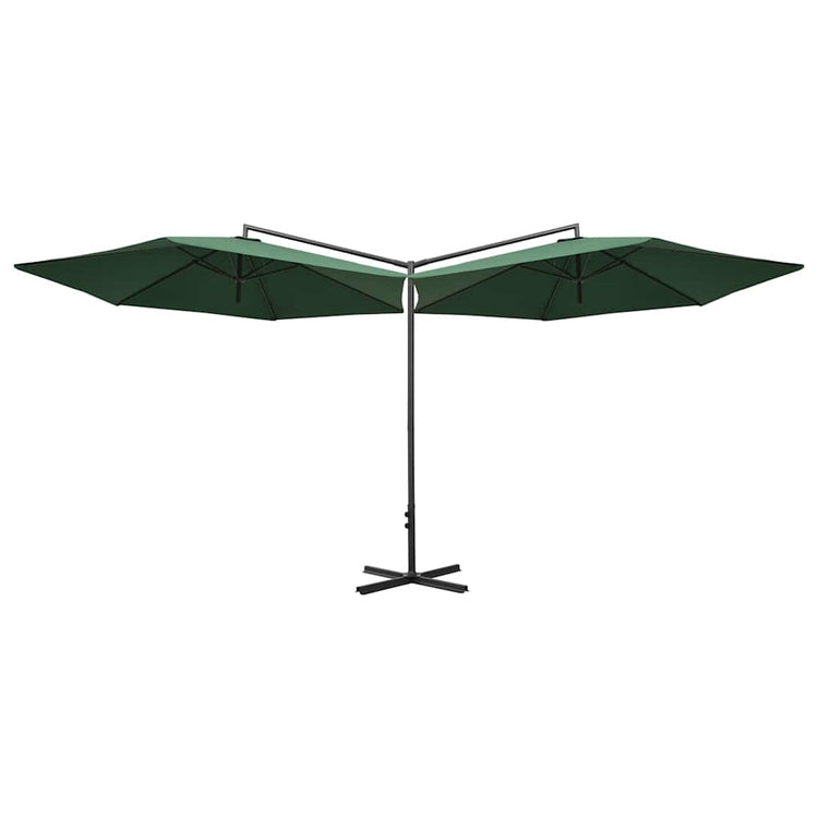 Vidaxl parasol double avec poteau en acier 600 cm vert