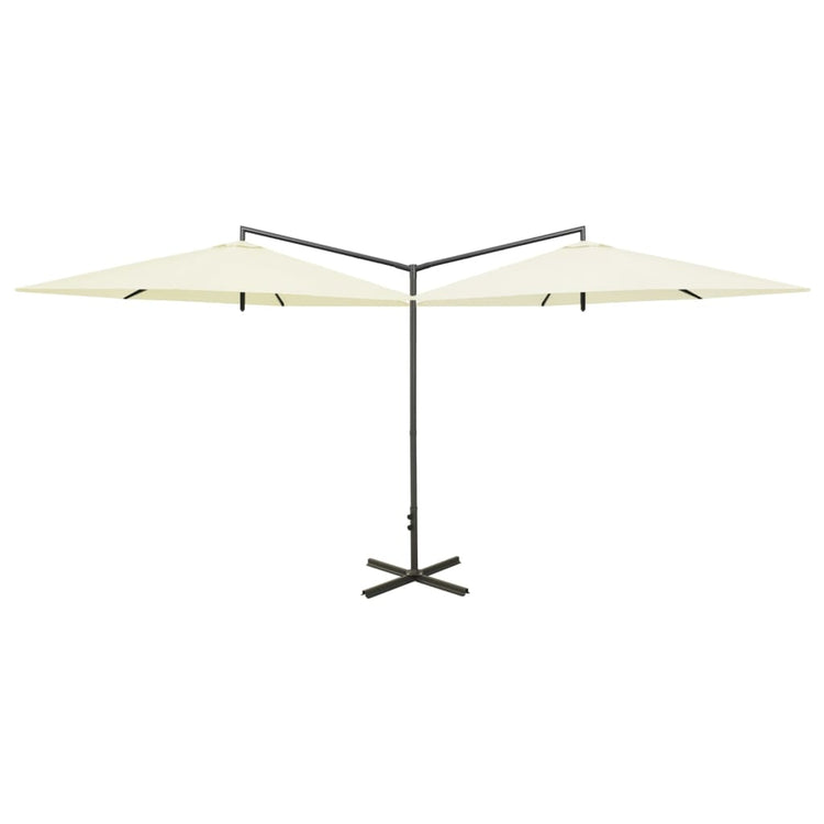 Vidaxl parasol double avec poteau en acier 600 cm sable -colore