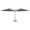Vidaxl parasol double avec poteau en acier 600 cm anthracite -colored