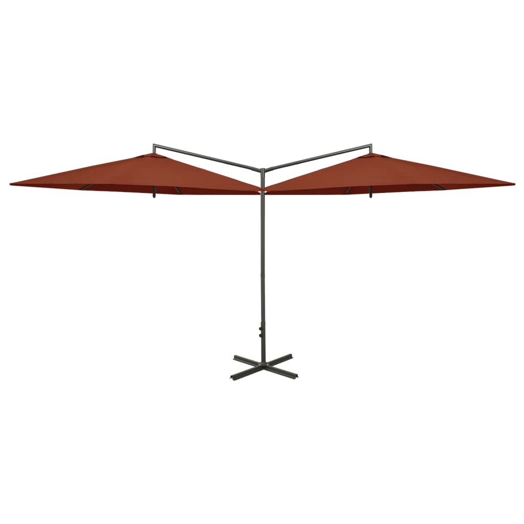Vidaxl parasol double avec poteau en acier 600 cm en terre cuite -colored