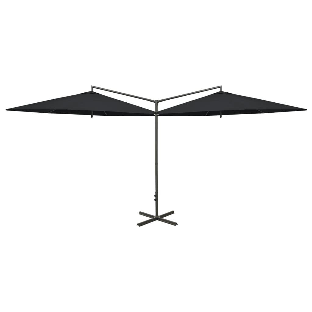 Vidaxl parasol double avec poteau en acier 600 cm noir