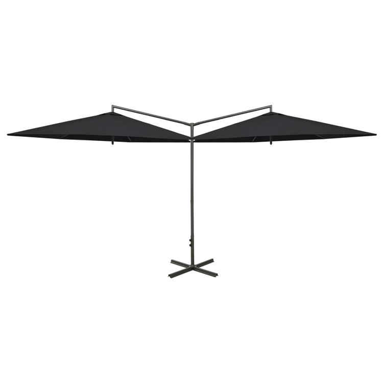 Vidaxl parasol double avec poteau en acier 600 cm noir
