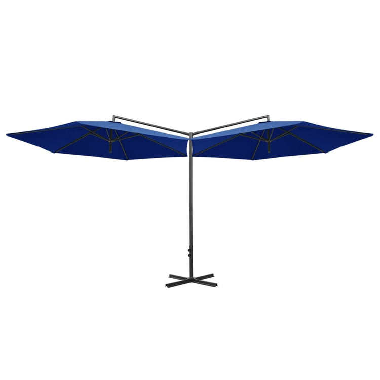 Vidaxl parasol double avec poteau en acier 600 cm azure bleu