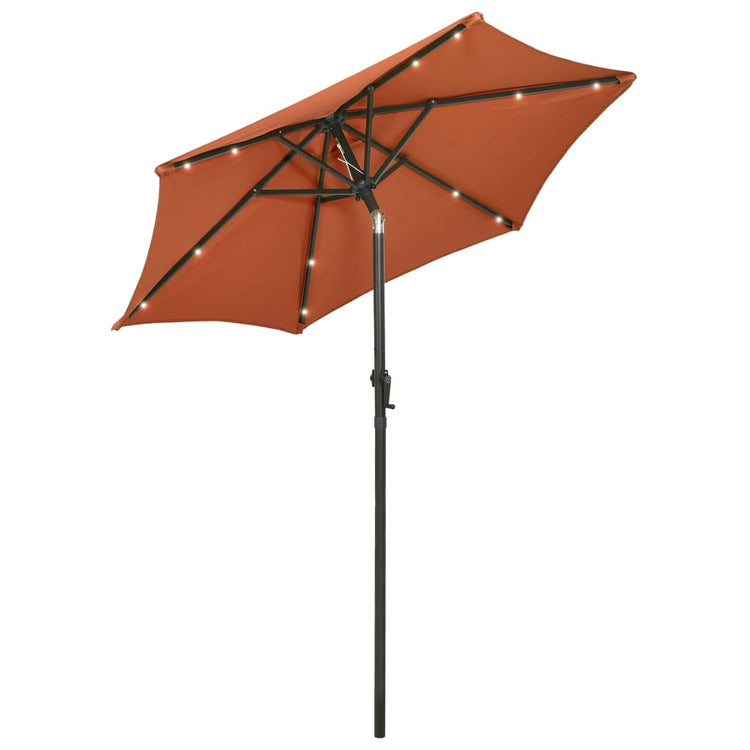 Vidaxl Parasol avec éclairage LED 200x211 cm en terre cuite en aluminium