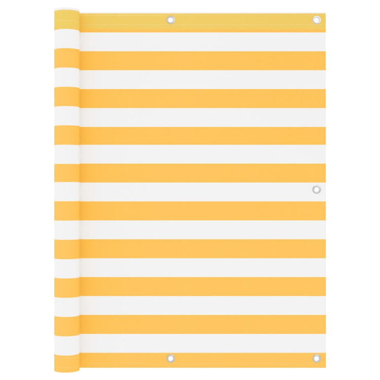 Écran de balcon Vidaxl 120x600 cm Oxford tissu blanc et jaune