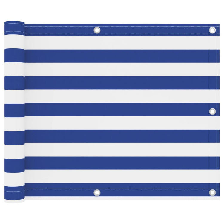 Écran de balcon Vidaxl 75x400 cm Oxford tissu blanc et bleu