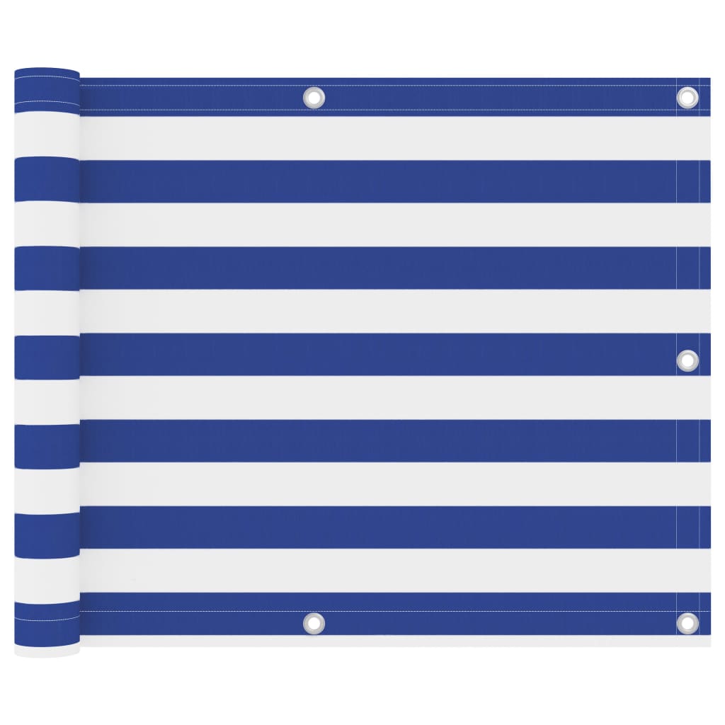 Écran de balcon Vidaxl 75x500 cm Oxford tissu blanc et bleu