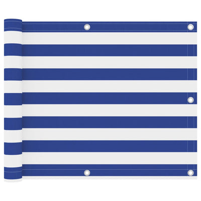 Écran de balcon Vidaxl 75x500 cm Oxford tissu blanc et bleu