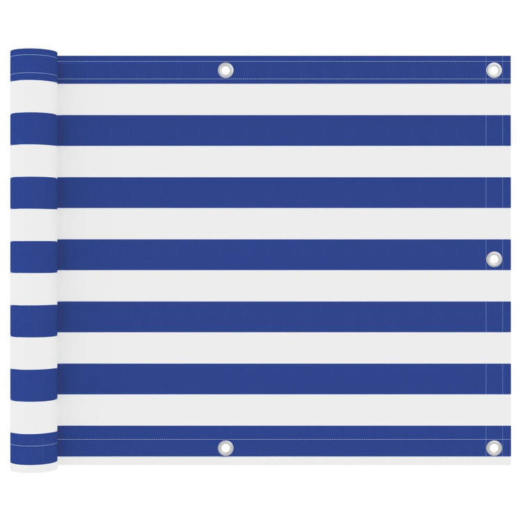 Écran de balcon Vidaxl 75x500 cm Oxford tissu blanc et bleu