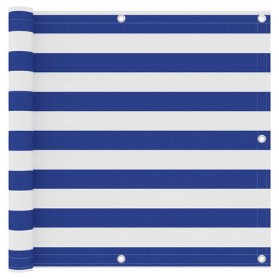 Écran de balcon Vidaxl 90x400 cm Oxford tissu blanc et bleu