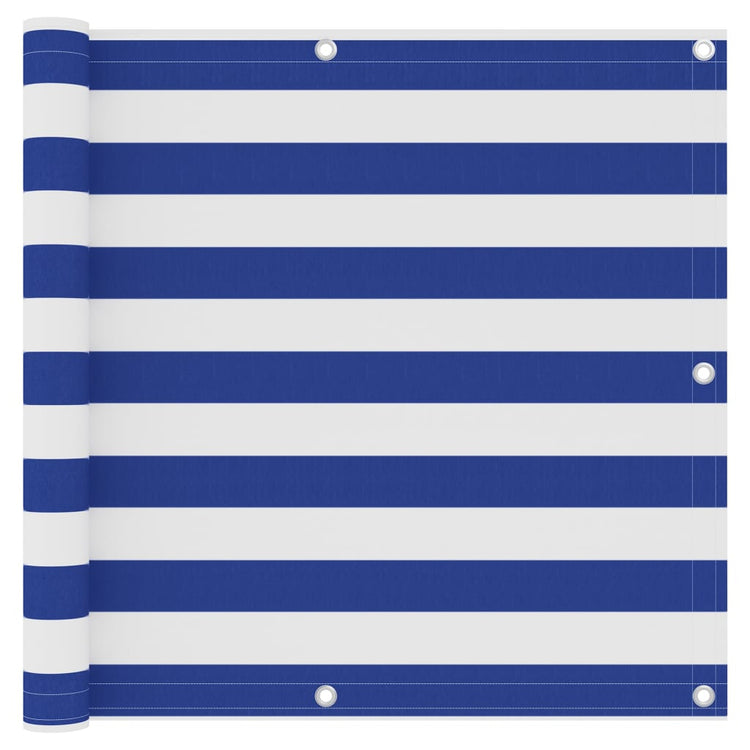 Écran de balcon Vidaxl 90x400 cm Oxford tissu blanc et bleu