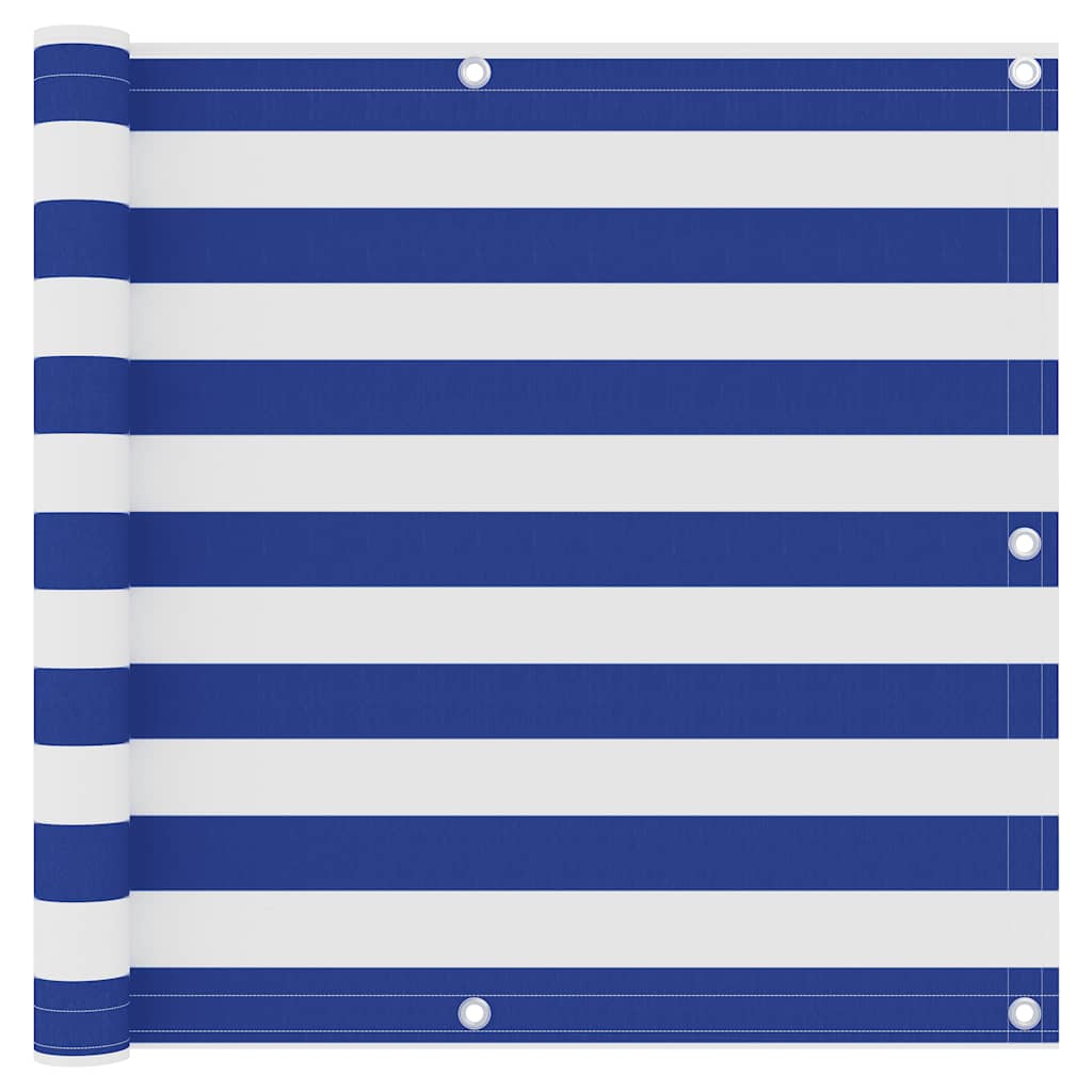 Écran de balcon Vidaxl 90x500 cm Oxford tissu blanc et bleu