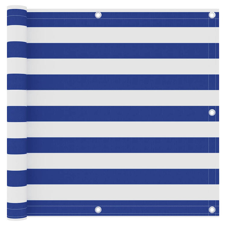 Écran de balcon Vidaxl 90x500 cm Oxford tissu blanc et bleu